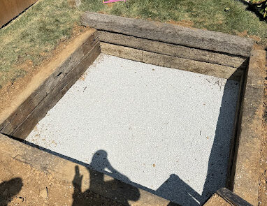 Raised hot tub with stairs foundation finished