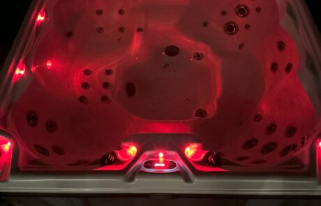 Hot tub with red LED lighting